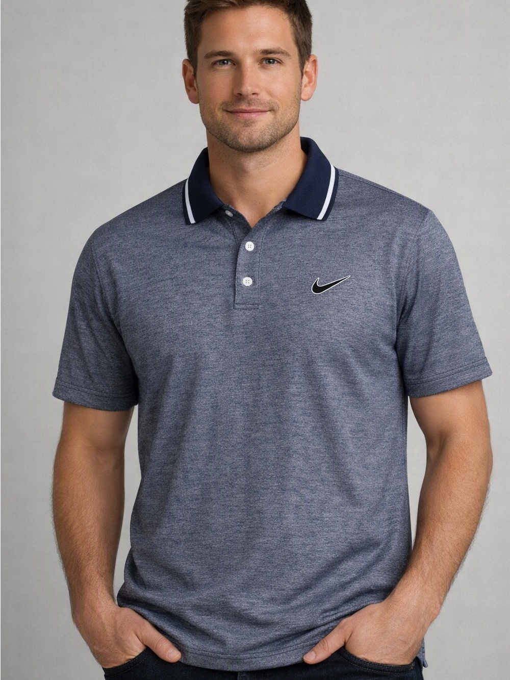 Nike vintage Navy Blue Heather Golf polo shirt size Large